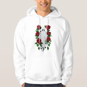 Spooky Ghost och Röd ros Gothic Hoodie