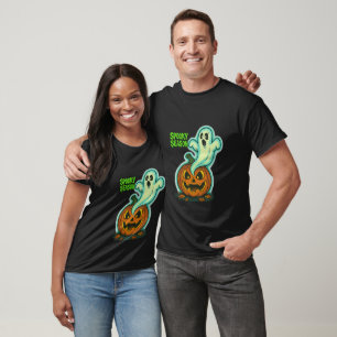 Spooky Ghost over Pumpkin Jack-O-Lantern T Shirt