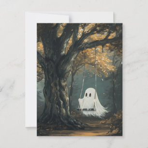 Spooky Ghost på hösten Halloween Vykort