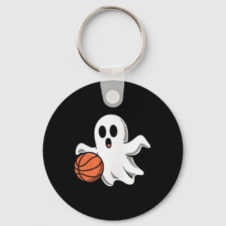 Spooky Ghost Playing Basketball Retro Halloween Co Nyckelring