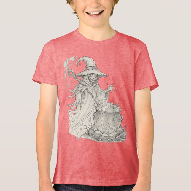Spooky Ghost poring omring Halloween T-Shirt (Framsida)