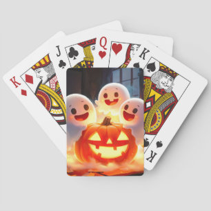 Spooky Ghost Pumpkin Party Glow Casinokort