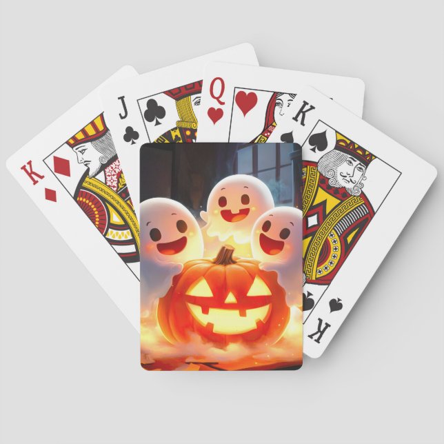 Spooky Ghost Pumpkin Party Glow Casinokort (Baksidan)
