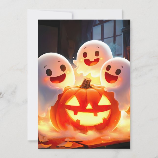 Spooky Ghost Pumpkin Party Glow Meddelande (Framsida)