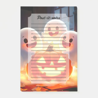 Spooky Ghost Pumpkin Party Glow Post-it Block