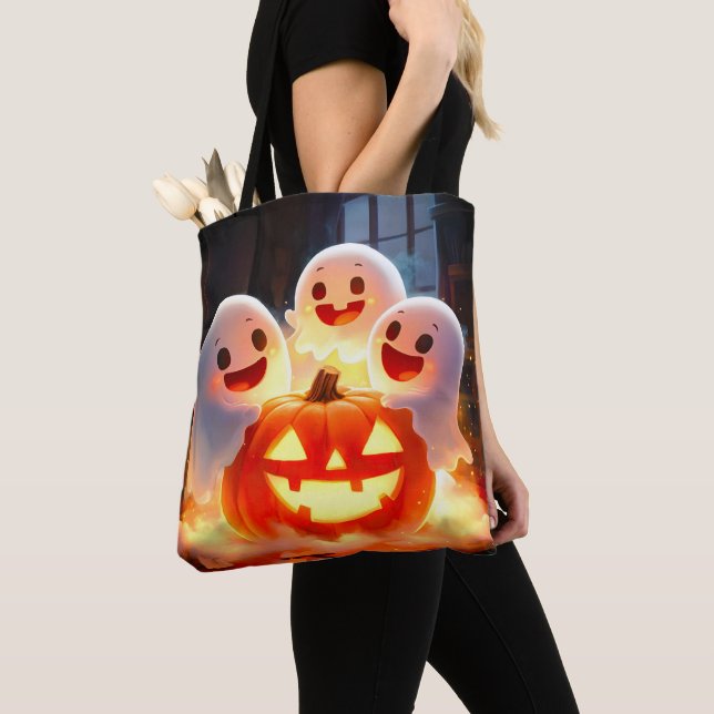 Spooky Ghost Pumpkin Party Glow Tygkasse (Närbild)