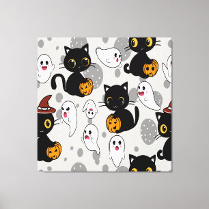 Spooky Ghost Pumpkin Tassar Canvastryck
