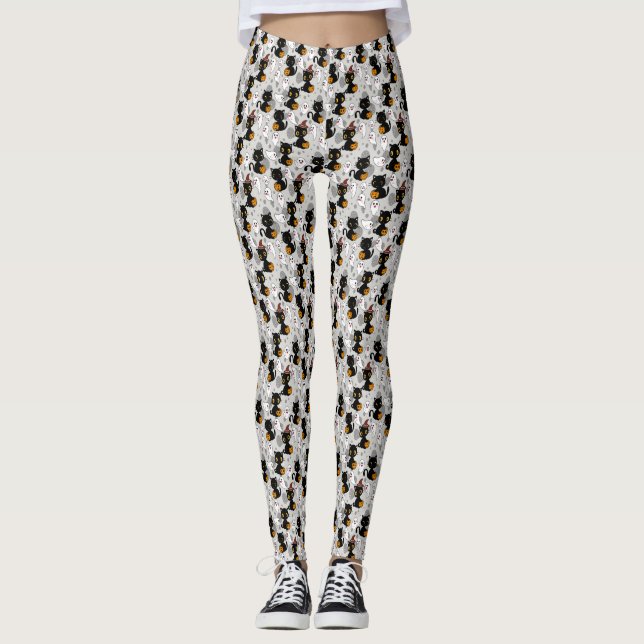 Spooky Ghost Pumpkin Tassar Leggings (Framsida)