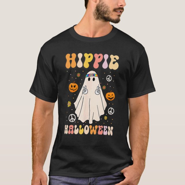 Spooky Ghost Retro Låt oss Go Ghouls Halloween Gho T Shirt (Framsida)