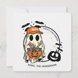 Spooky Ghost Round Sticker - Cute Halloween Candy Inbjudningar
