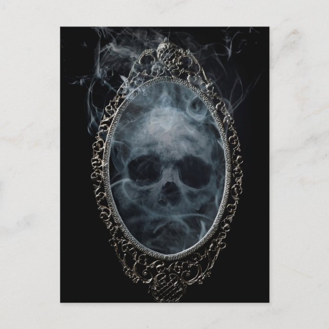 Spooky Ghost Spegel Halloween Vykort (Framsida)