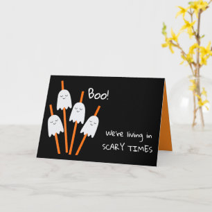 Spooky Ghost Typography Tecknad Roligt Cute Hälsni Kort
