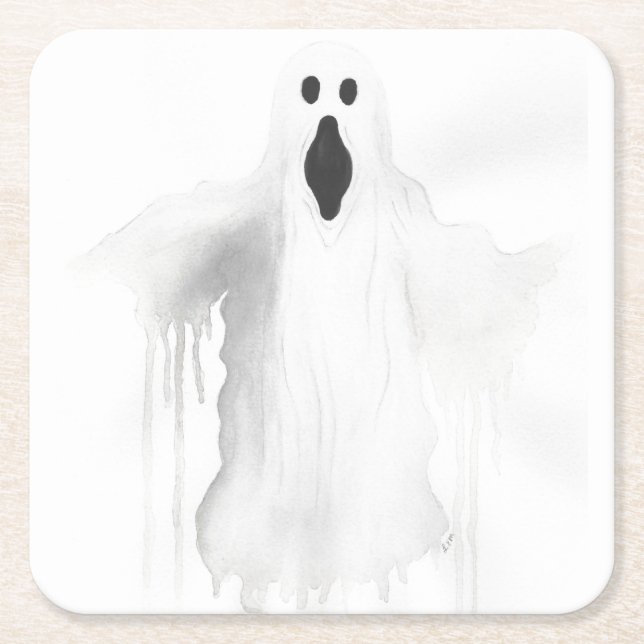 Spooky Ghost Underlägg Papper Kvadrat (Framsidan)