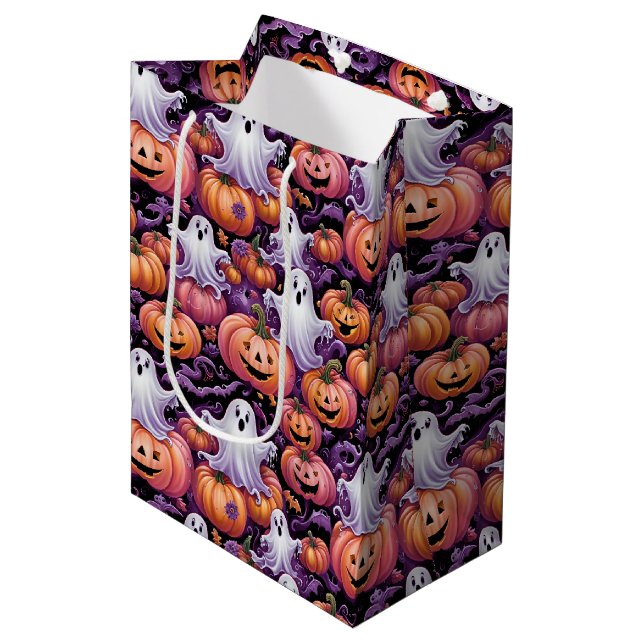 Spooky Ghosts and Pumpkins Halloween Pattern (Framsidan Vinklad)