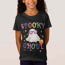 Spooky Ghoul Bright Text Black Girls T-Shirt