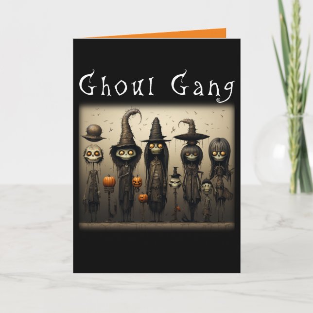Spooky Ghoul Gang Skeleton Witches Halloween Kort (Framsida)