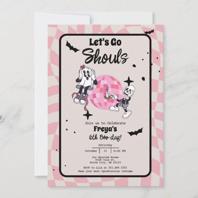 Spooky Ghoul Halloween, alla åldersrelaterade föde Inbjudningar (Framsida)