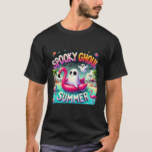 Spooky Ghoul Summer Cute Ghost Flamingo Hej Summ T Shirt