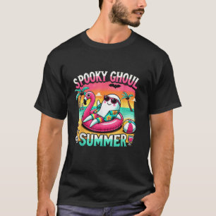 Spooky Ghoul Summer Cute Ghost Flamingo Summer Vac T Shirt