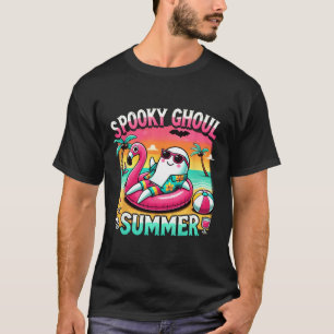 Spooky Ghoul Summer Cute Ghost Flamingo Summer Vac T Shirt