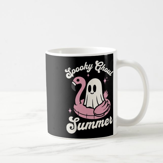 Spooky Ghoul Summer Cute Ghost Flamingo Summer Vib Kaffemugg (Höger)