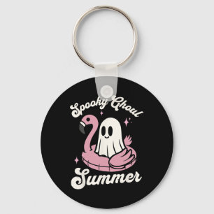 Spooky Ghoul Summer Cute Ghost Flamingo Summer Vib Nyckelring