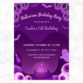 Spooky Girl Halloween Birthday varje år Lila Inbjudningar