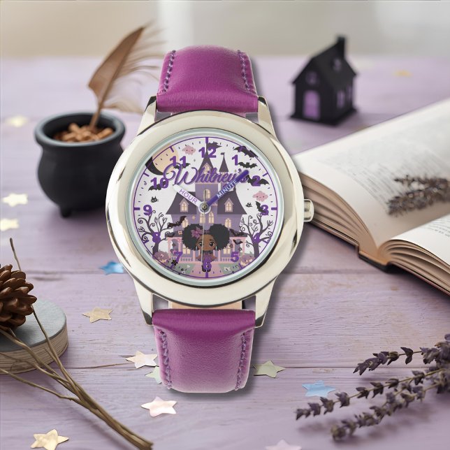 Spooky Girl Lila afrotofs Armbandsur (Spooky Girl Purple afro puff Watch)