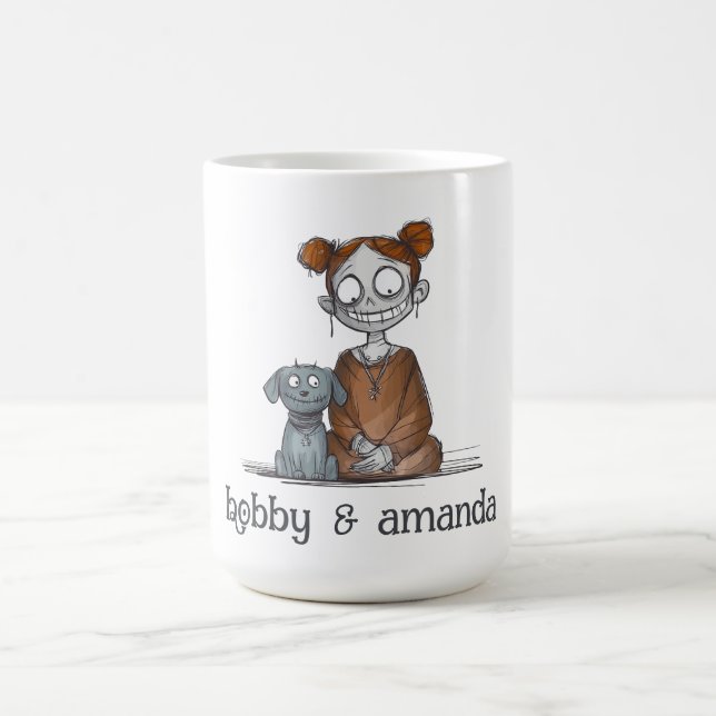 Spooky Girl och Hennes Hund Friend Kaffemugg (Center)