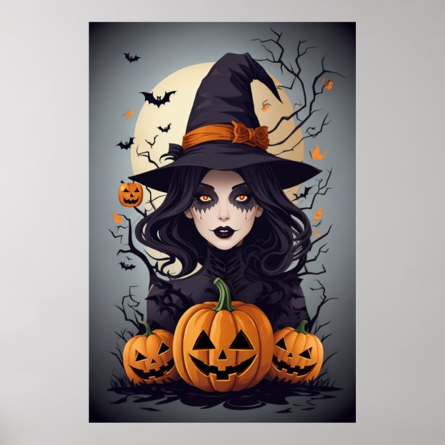 Spooky Girl och Pumpkin Carving - Hämta din idag! Poster (Framsidan)