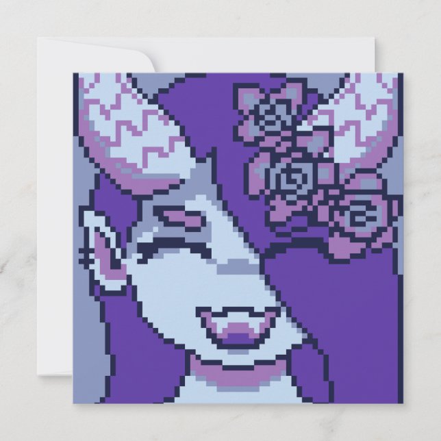 Spooky Girl Purple pixelart, Pixel Art  Kort (Framsida)
