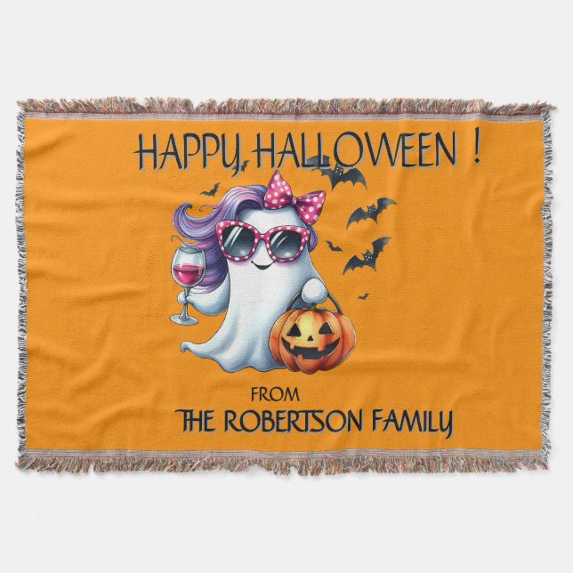 Spooky Girly Ghost Halloween  Filt (Framsidan)