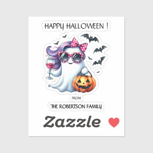 Spooky Girly Ghost Halloween  Klistermärken (Ark)