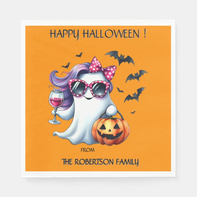 Spooky Girly Ghost Halloween  Pappersservett (Framsidan)