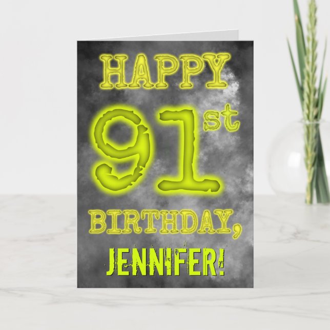 Spooky Glowing Aura Se "LYCKLIG 91:a BIRTHDAY" Kort (Framsida)