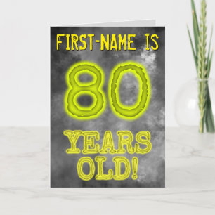 Spooky Glowing Aura ser "80 ÅRS GLD!" + Namn Kort