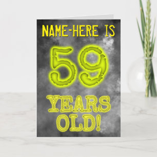Spooky Glowing Aura ser ut "59 ÅRS GLD!" + Namn Kort