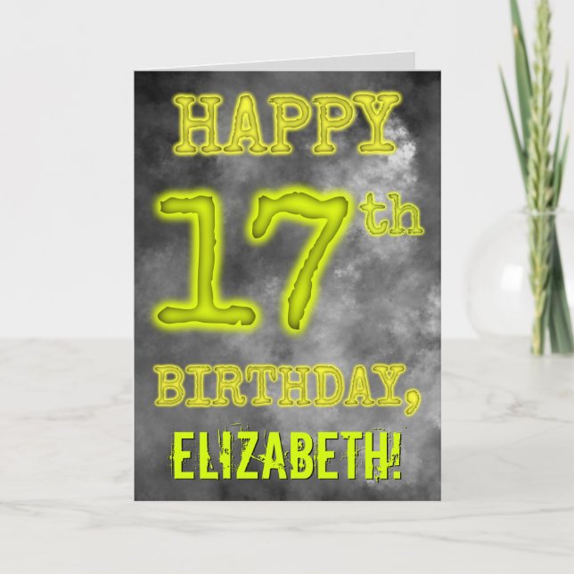 Spooky Glowing Aura Titta "LYCKLIG 17:e BIRTHDAY" Kort (Framsida)