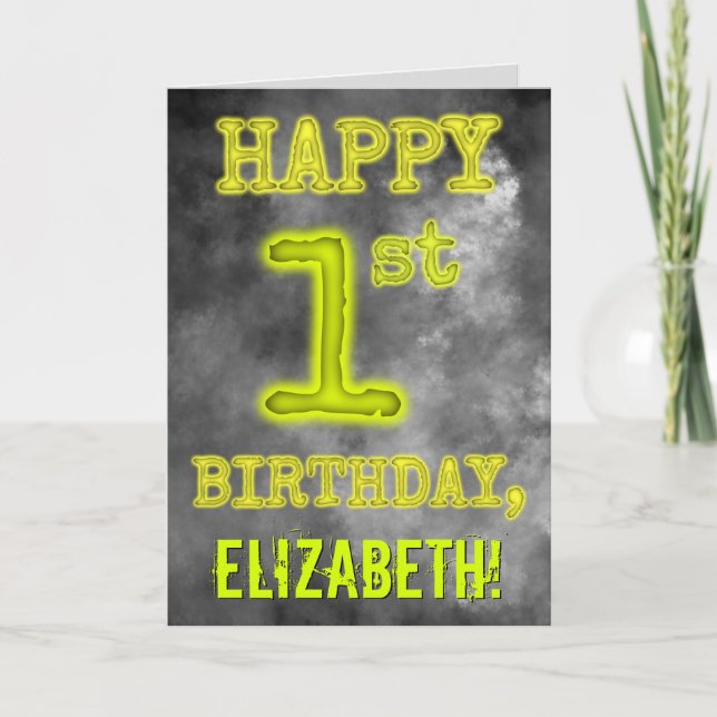 Spooky Glowing Aura Titta "LYCKLIG 1:a BIRTHDAY" Kort (Framsida)