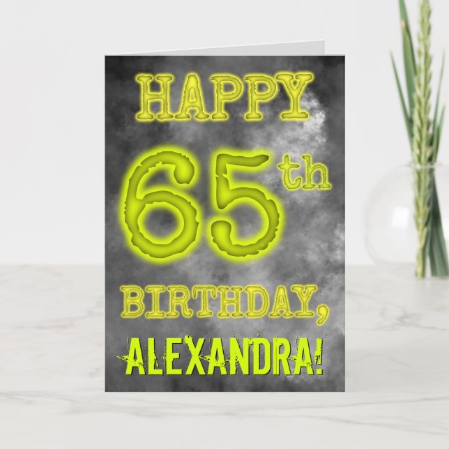 Spooky Glowing Aura Titta "LYCKLIG 65e BIRTHDAY" Kort (Framsida)