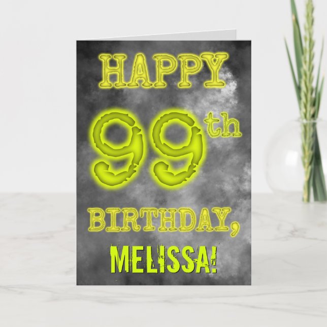 Spooky Glowing Aura Titta "LYCKLIG 99:e BIRTHDAY" Kort (Framsida)
