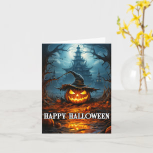 Spooky Glowing Halloween Pumpkin Kort