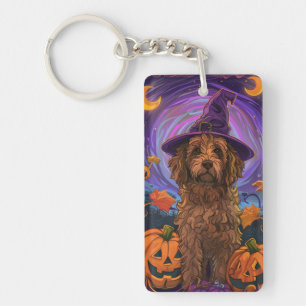 Spooky Goldendoodle Hund Halloween Witch Pumpkin