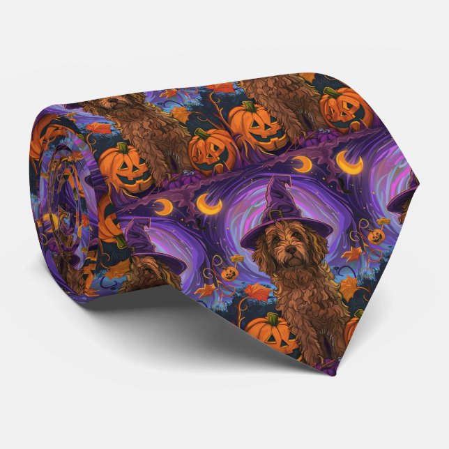 Spooky Goldendoodle Hund Halloween Witch Pumpkin Slips (Rullad)