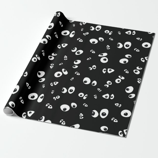 Spooky Googly ögon mönster Tissue Paper Presentpapper (Utrullad)