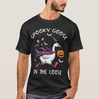 Spooky Goose On The Loose Witch Silly Goose Animal T Shirt