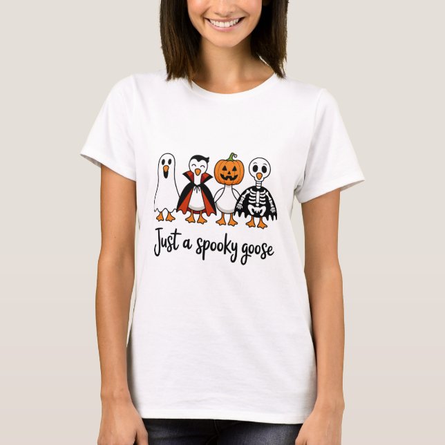 Spooky Goose Squad – Funny Halloween Costume Geese T Shirt (Framsida)