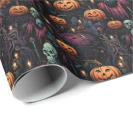 Spooky Goth Pumpkin Skull Halloween Presentpapper
