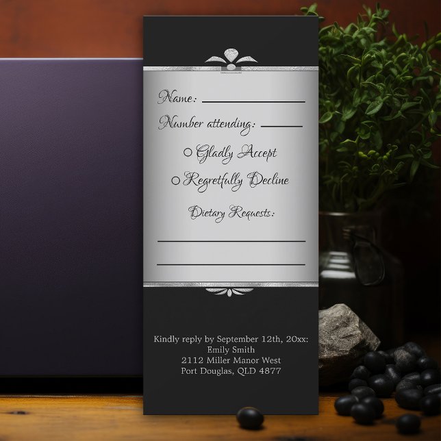 Spooky Gothic Black Fladdermus Halloween Bröllop (gothic Halloween Wedding black deco rsvp response cards
)
