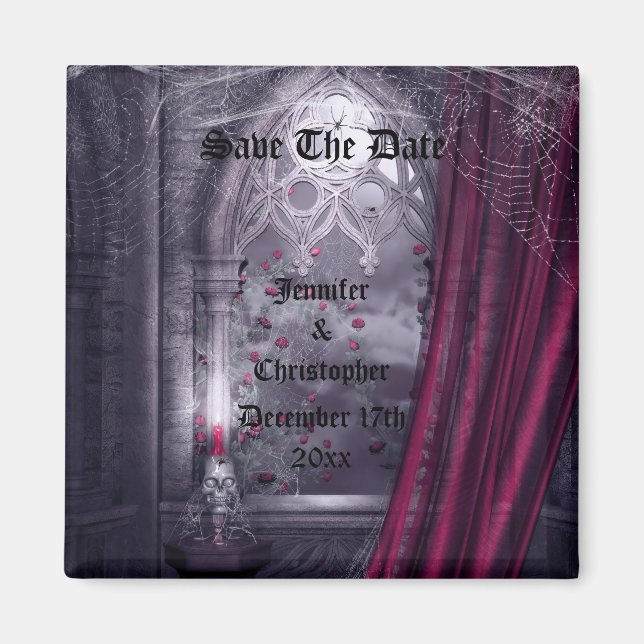 Spooky Gothic Church Save Date Bröllop Magnet (Framsidan)
